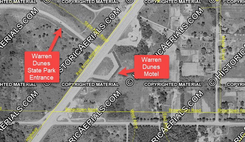 Warren Dunes Motel - 1955 Aerial (newer photo)
